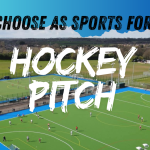Blue gradient background with ripped photo of a hockey pitch with blue surrounding and green turf with 'why choose AS Sports for Your Hockey Pitch' over the top